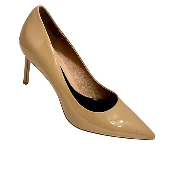 JEFFREY CAMPBELL Nikia Pointed Toe Pumps In Nude Patent Size 8.5 - Picture 1 of 9
